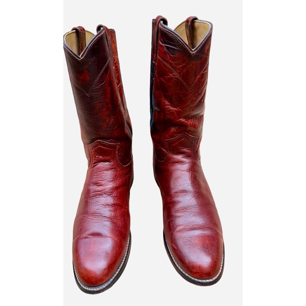 Diamond J Men's 8.5D Oxblood Burgundy Leather Western Cowboy Boots‎